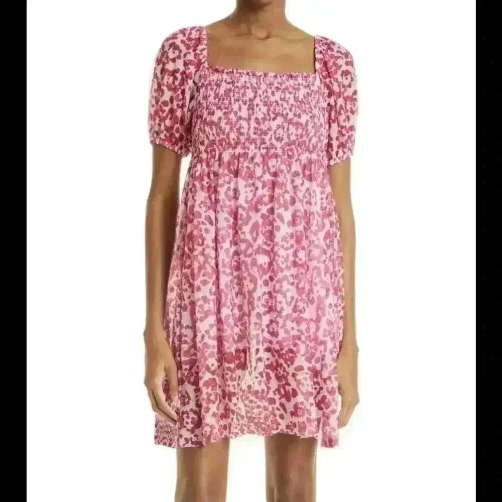 Baum Und Pferdgarten Womens Joliet Smocked Dress Medium Pink NEW. 1314